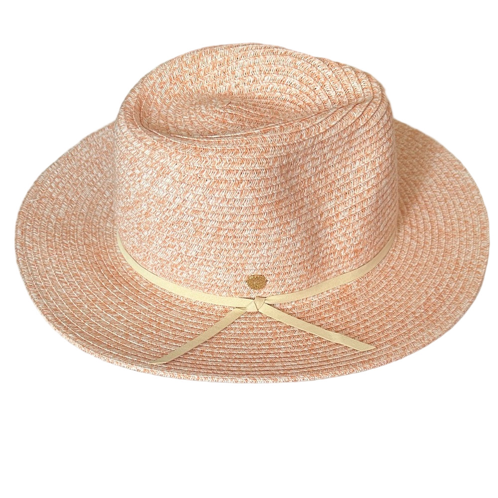 Vince Camuto Coral Straw Fedora with Cream Band - Picture 3 of 5
